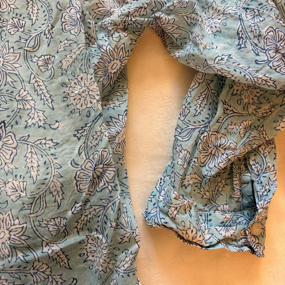 Clara the Label Aqua Blue Floral Cotton Button Up Shirt - Picture 8 of 8